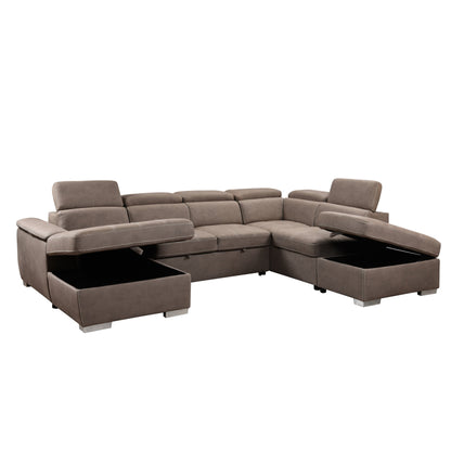 Divano componibile a U Roomfitters 128 con pouf, set di divani modulari reversibili con contenitore