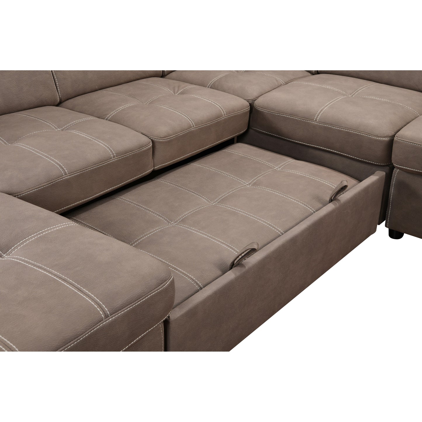 Divano componibile a U Roomfitters 128 con pouf, set di divani modulari reversibili con contenitore