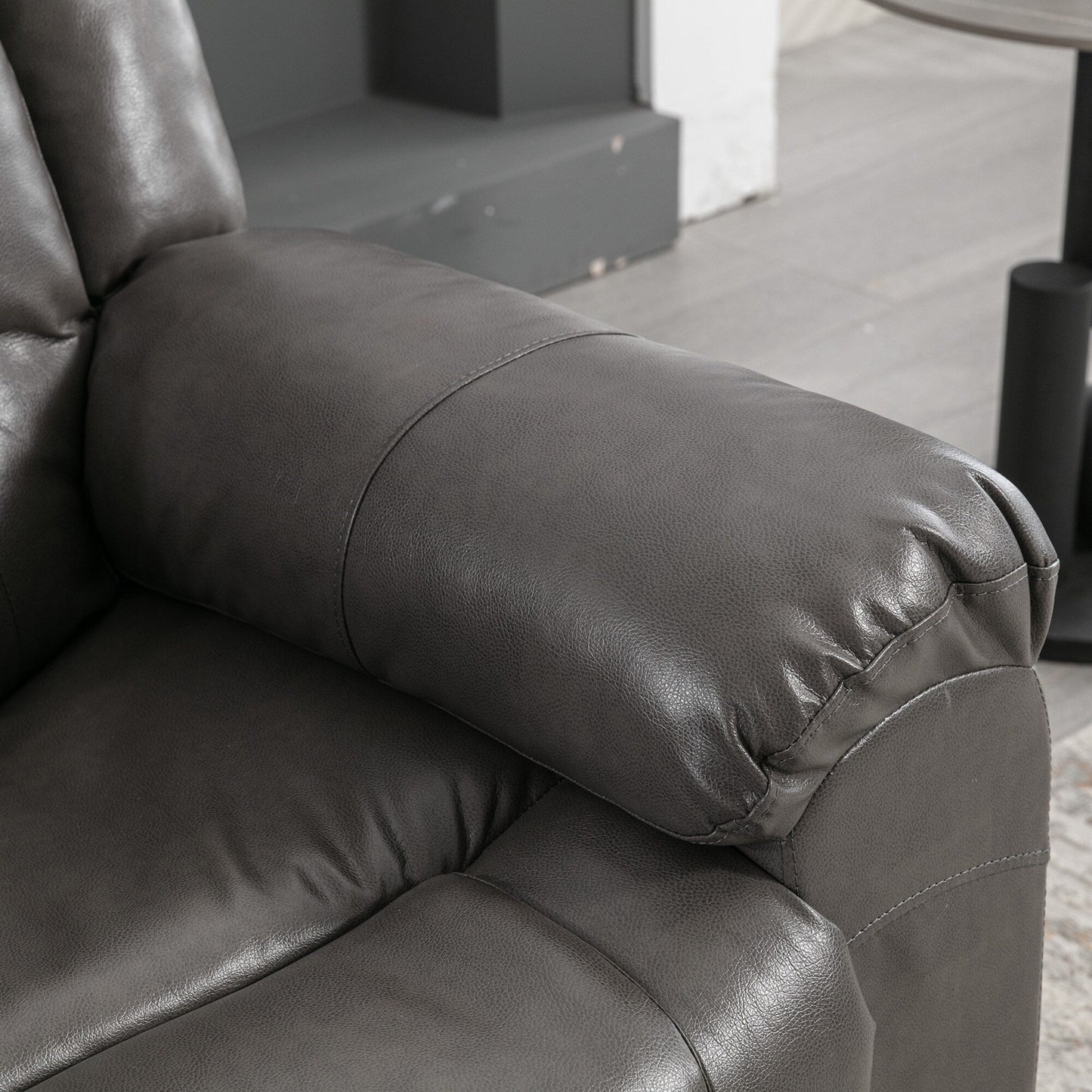 Poltrona reclinabile manuale per home theater a 2 posti Roomfitters con contenitore e portabicchieri, grigio