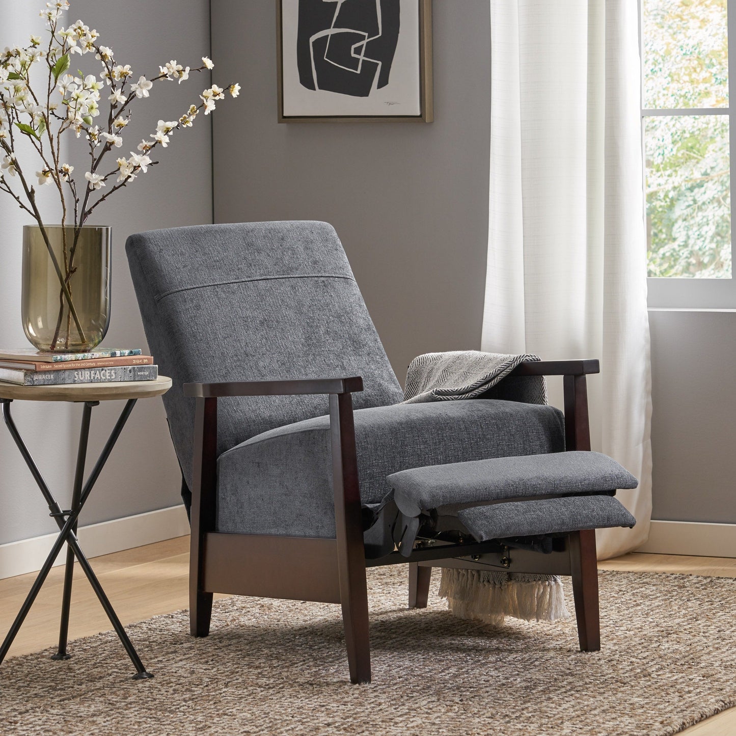 Poltrona reclinabile manuale in legno Roomfitters da 24,75'' di larghezza, comoda poltrona per soggiorno