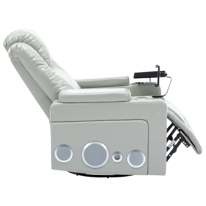 Poltrona reclinabile elettrica in similpelle girevole a 270° Roomfitters con suono surround integrato, tavolino rimovibile, bracciolo nascosto