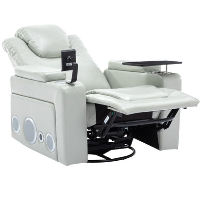 Poltrona reclinabile elettrica in similpelle girevole a 270° Roomfitters con suono surround integrato, tavolino rimovibile, bracciolo nascosto