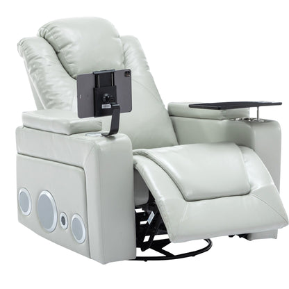 Poltrona reclinabile elettrica in similpelle girevole a 270° Roomfitters con suono surround integrato, tavolino rimovibile, bracciolo nascosto