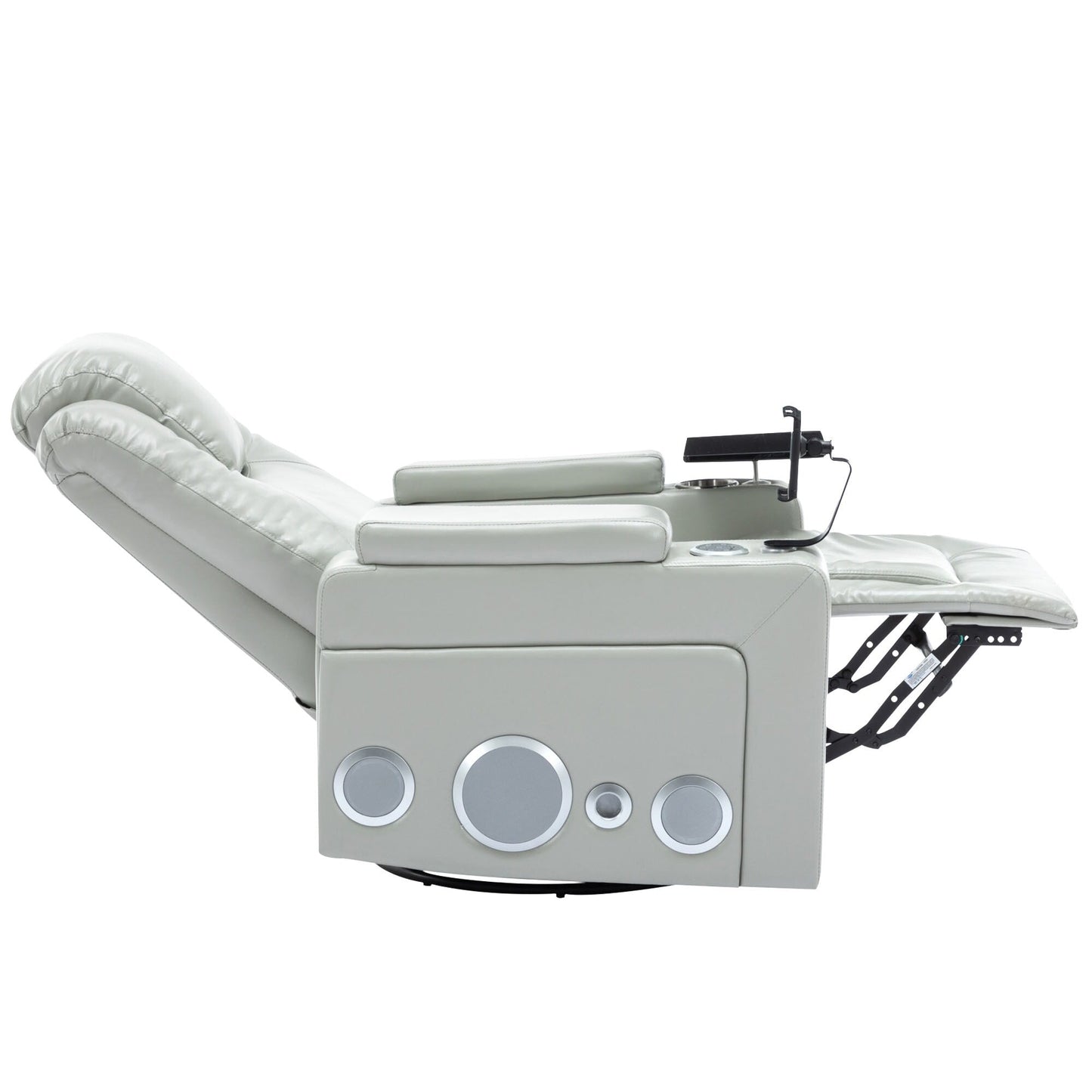 Poltrona reclinabile elettrica in similpelle girevole a 270° Roomfitters con suono surround integrato, tavolino rimovibile, bracciolo nascosto