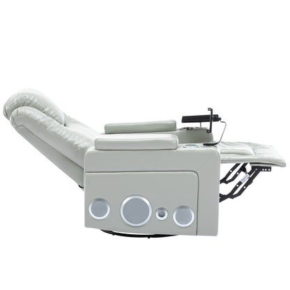 Poltrona reclinabile elettrica in similpelle girevole a 270° Roomfitters con suono surround integrato, tavolino rimovibile, bracciolo nascosto