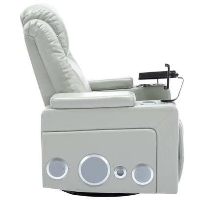 Poltrona reclinabile elettrica in similpelle girevole a 270° Roomfitters con suono surround integrato, tavolino rimovibile, bracciolo nascosto