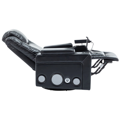 Poltrona reclinabile elettrica in similpelle girevole a 270° Roomfitters con suono surround integrato, tavolino rimovibile, bracciolo nascosto