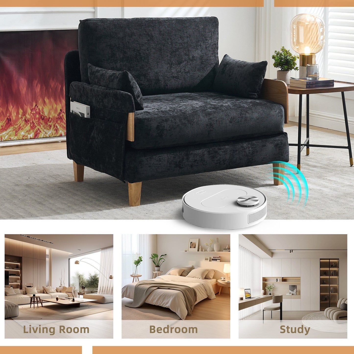 Divano letto reclinabile pieghevole 3 in 1 Roomfitters, divano letto trasformabile con cuscini per piccoli spazi, camera da letto o studio