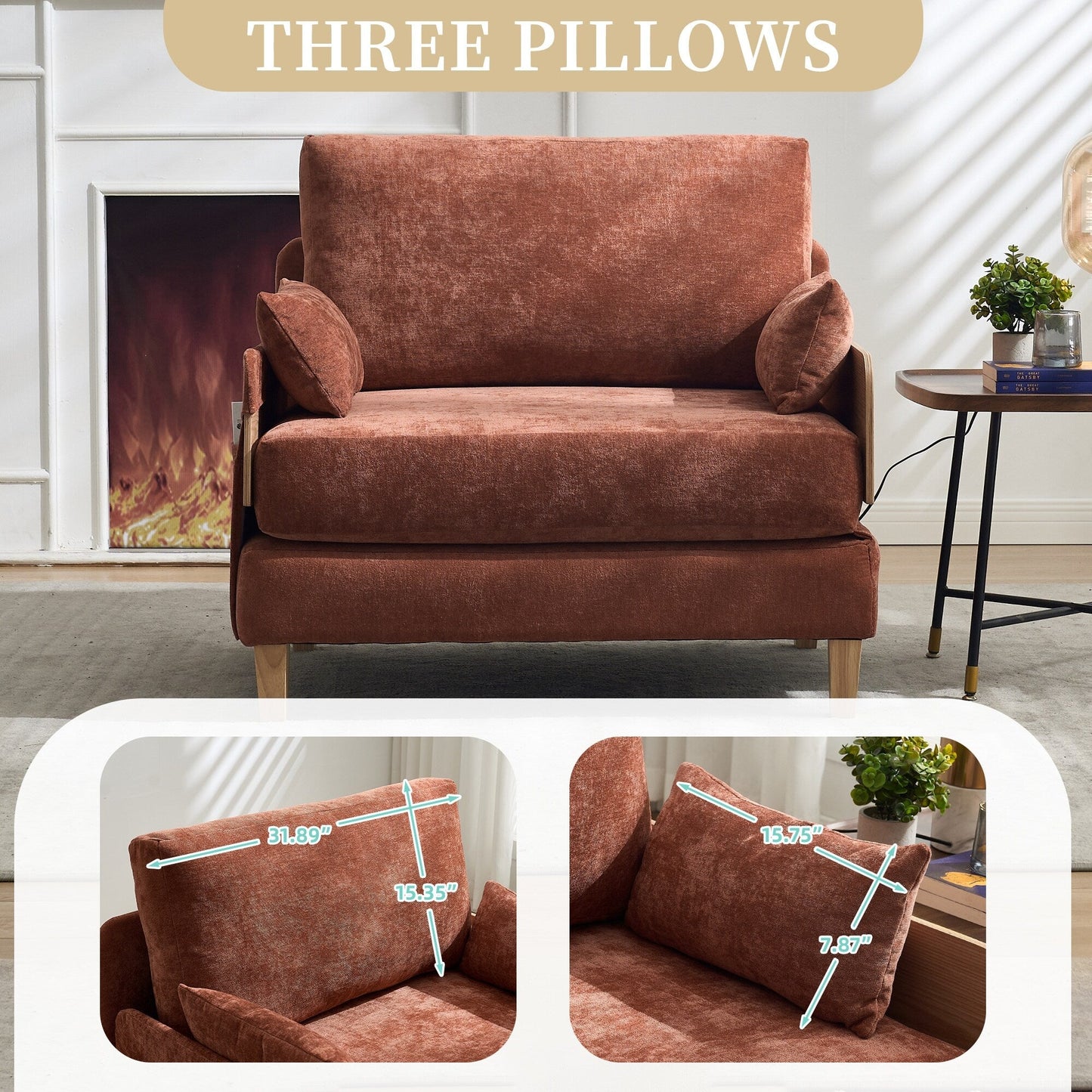 Divano letto reclinabile pieghevole 3 in 1 Roomfitters, divano letto trasformabile con cuscini per piccoli spazi, camera da letto o studio