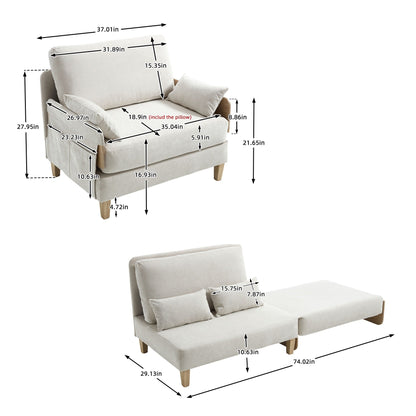 Divano letto reclinabile pieghevole 3 in 1 Roomfitters, divano letto trasformabile con cuscini per piccoli spazi, camera da letto o studio