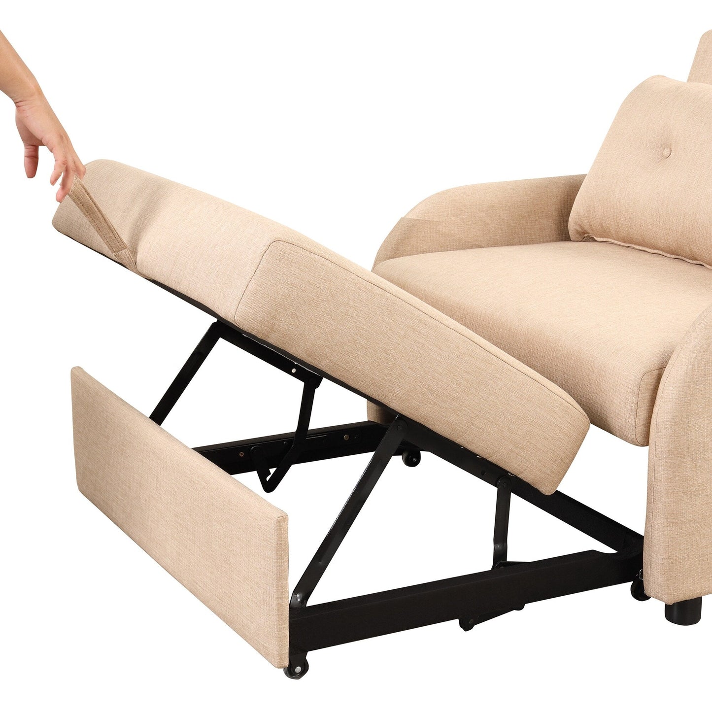 Divano letto estraibile 3 in 1 Roomfitters con tavolini, ricarica USB e tessuto ideale per i pisolini, per il soggiorno