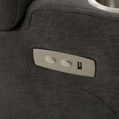 Poltrona reclinabile elettrica standard Roomfitters 33 Wide con braccioli e portaoggetti e USB, ardesia