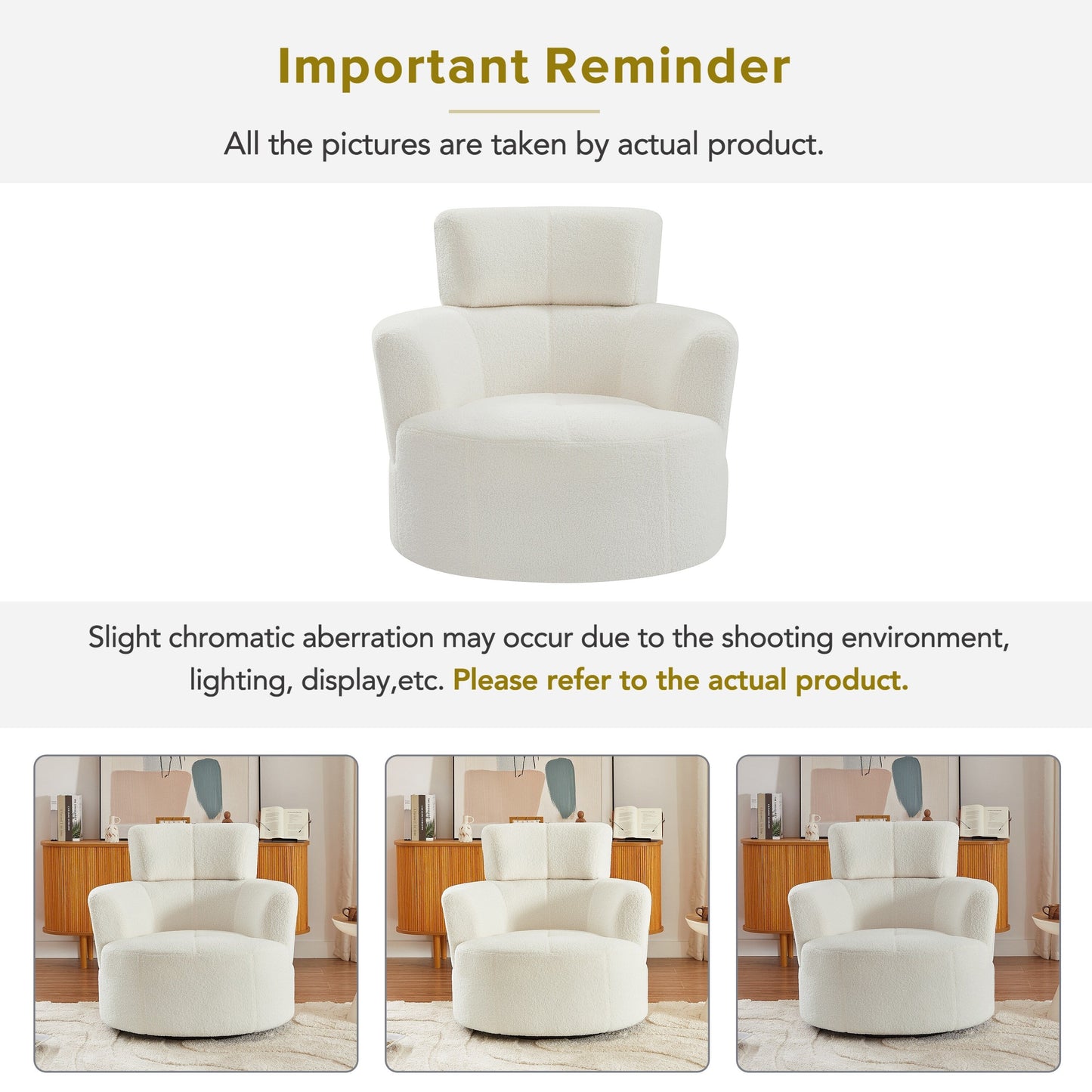 Poltrona girevole imbottita a 360° Roomfitters con poggiatesta regolabile per soggiorno