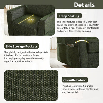 Poltrona girevole imbottita a 360° Roomfitters con tasche laterali per soggiorno, camera da letto, ufficio, hotel