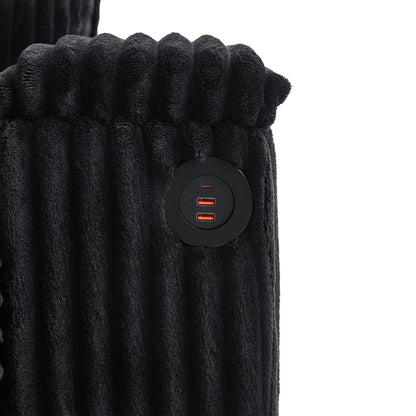 Divano moderno a 4 posti in velluto a coste Roomfitters con porte USB, braccioli portaoggetti nascosti e portabicchieri ribaltabili per il soggiorno