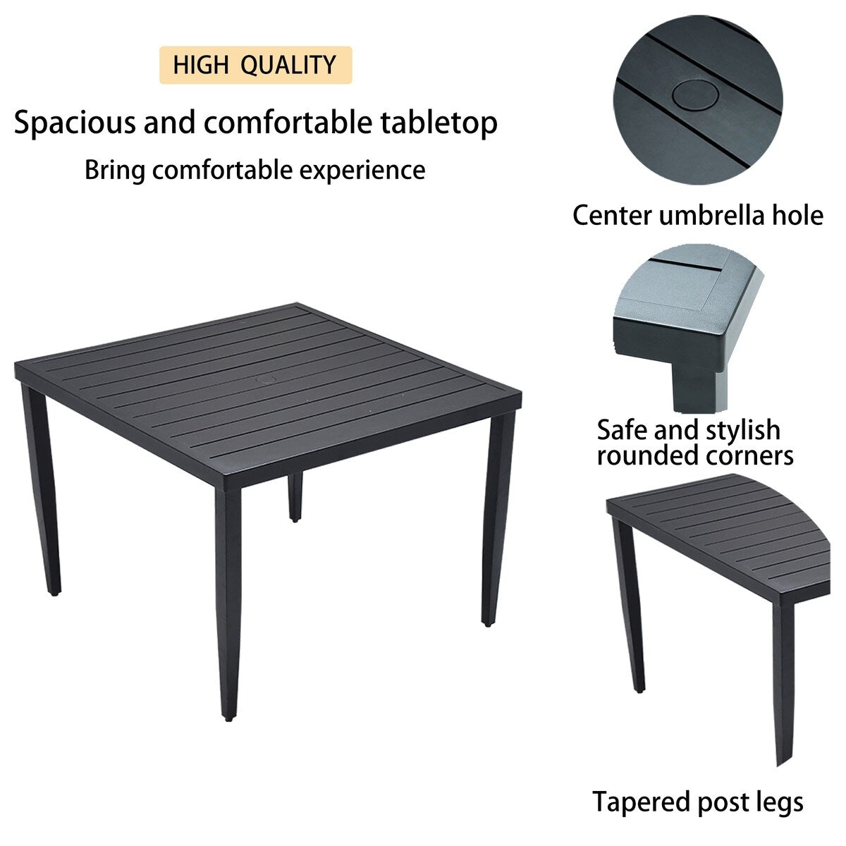 Roomfitters Set da pranzo moderno in alluminio per esterni da 5 pezzi