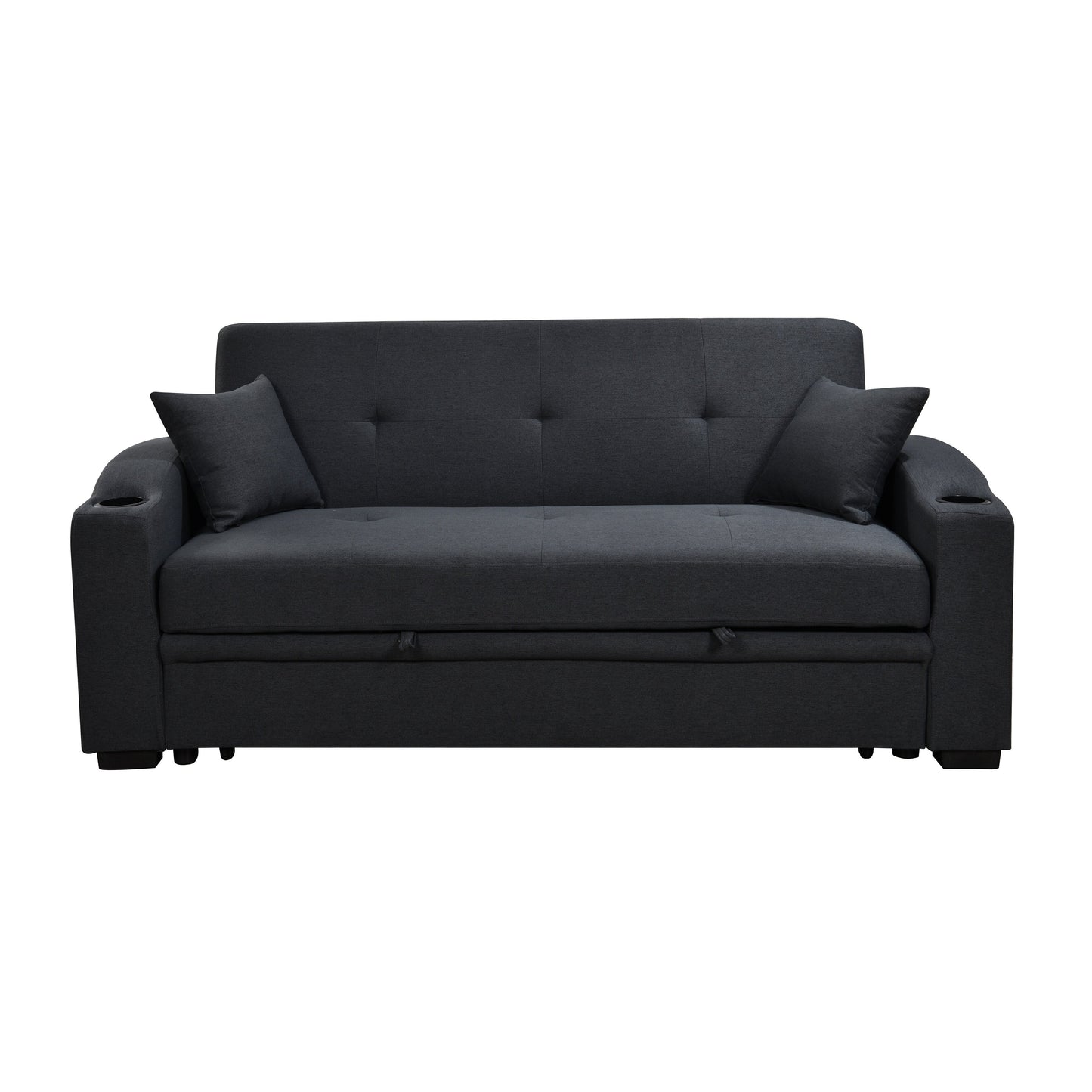 Divano moderno convertibile 3 in 1 Roomfitters da 75 pollici con comodo letto estraibile, schienale reclinabile, portabicchieri, cuscini