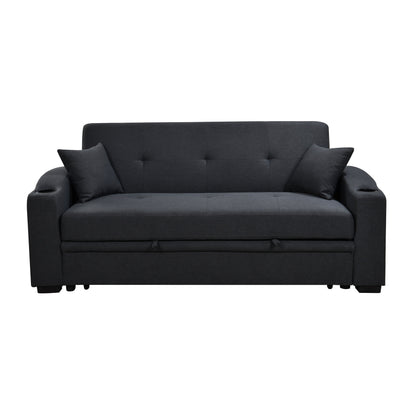 Divano moderno convertibile 3 in 1 Roomfitters da 75 pollici con comodo letto estraibile, schienale reclinabile, portabicchieri, cuscini