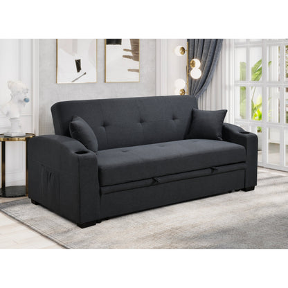 Divano moderno convertibile 3 in 1 Roomfitters da 75 pollici con comodo letto estraibile, schienale reclinabile, portabicchieri, cuscini