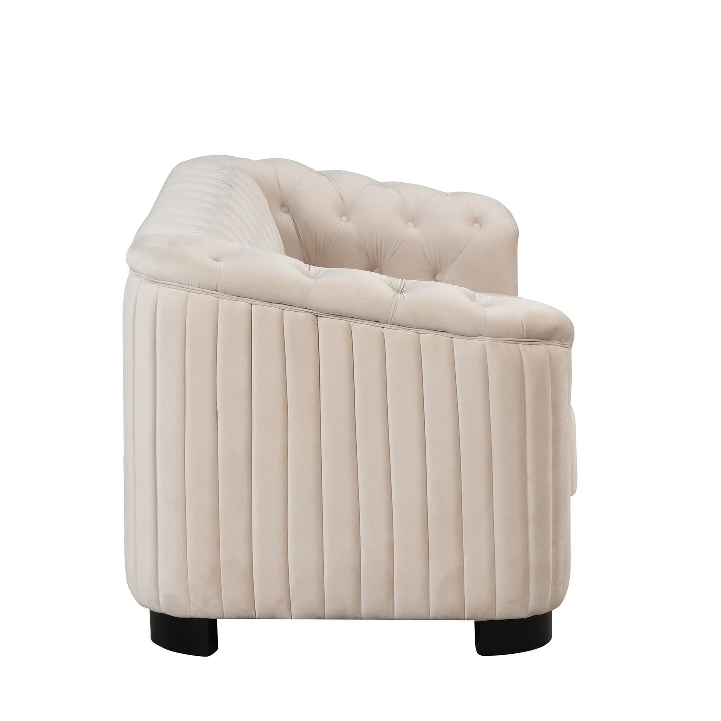 Divano in velluto moderno di metà secolo Roomfitters 82.4 con gambe in legno di gomma e cuscino di seduta spesso e rimovibile, 3 posti