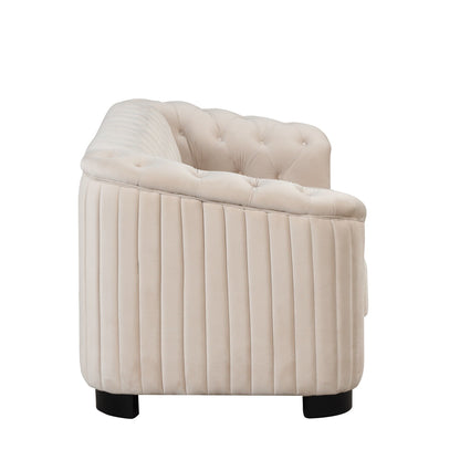 Divano in velluto moderno di metà secolo Roomfitters 82.4 con gambe in legno di gomma e cuscino di seduta spesso e rimovibile, 3 posti