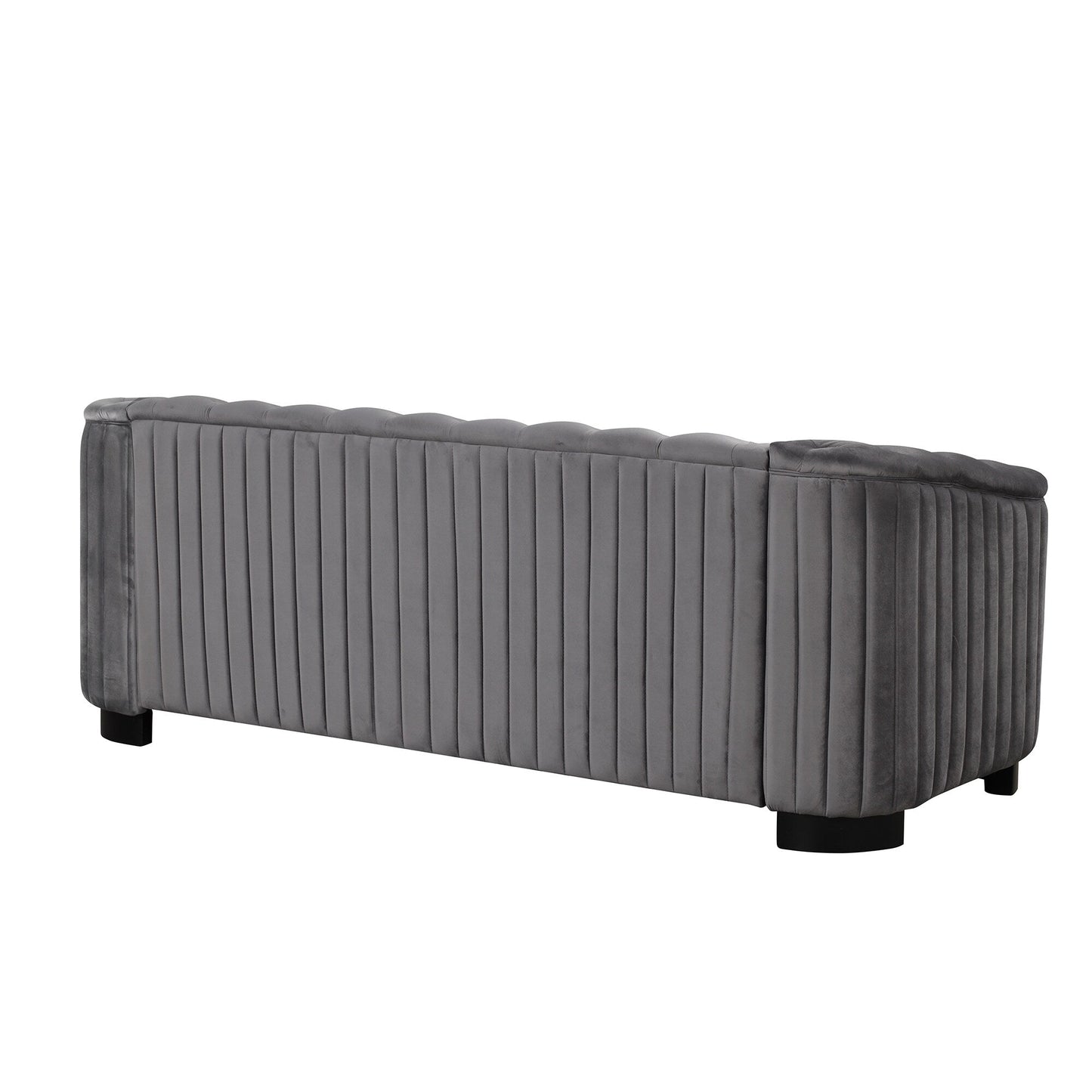 Divano in velluto moderno di metà secolo Roomfitters 82.4 con gambe in legno di gomma e cuscino di seduta spesso e rimovibile, 3 posti