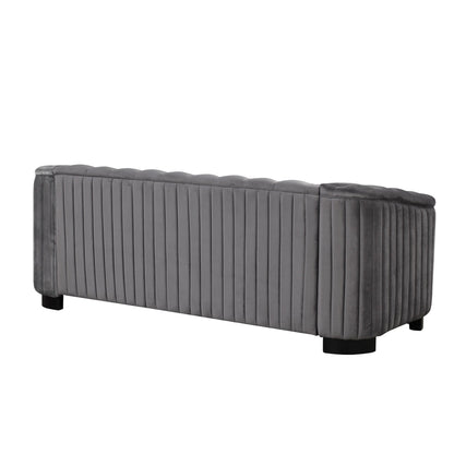 Divano in velluto moderno di metà secolo Roomfitters 82.4 con gambe in legno di gomma e cuscino di seduta spesso e rimovibile, 3 posti