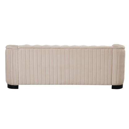 Divano in velluto moderno di metà secolo Roomfitters 82.4 con gambe in legno di gomma e cuscino di seduta spesso e rimovibile, 3 posti