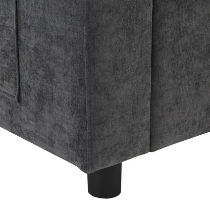 Divano componibile modulare in ciniglia Roomfitters 86.5, tasche portaoggetti, divano a U a 5 posti con cuscini e 2 pouf