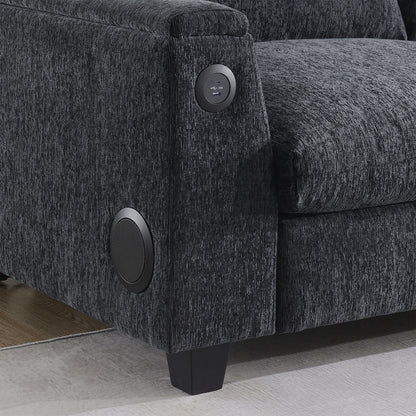 Divano componibile in ciniglia Roomfitters da 96'' x 35'' con altoparlante Bluetooth, comodo set divano a nuvola con tavolo a scomparsa, caricabatterie USB