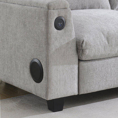 Divano componibile in ciniglia Roomfitters da 96'' x 35'' con altoparlante Bluetooth, comodo set divano a nuvola con tavolo a scomparsa, caricabatterie USB