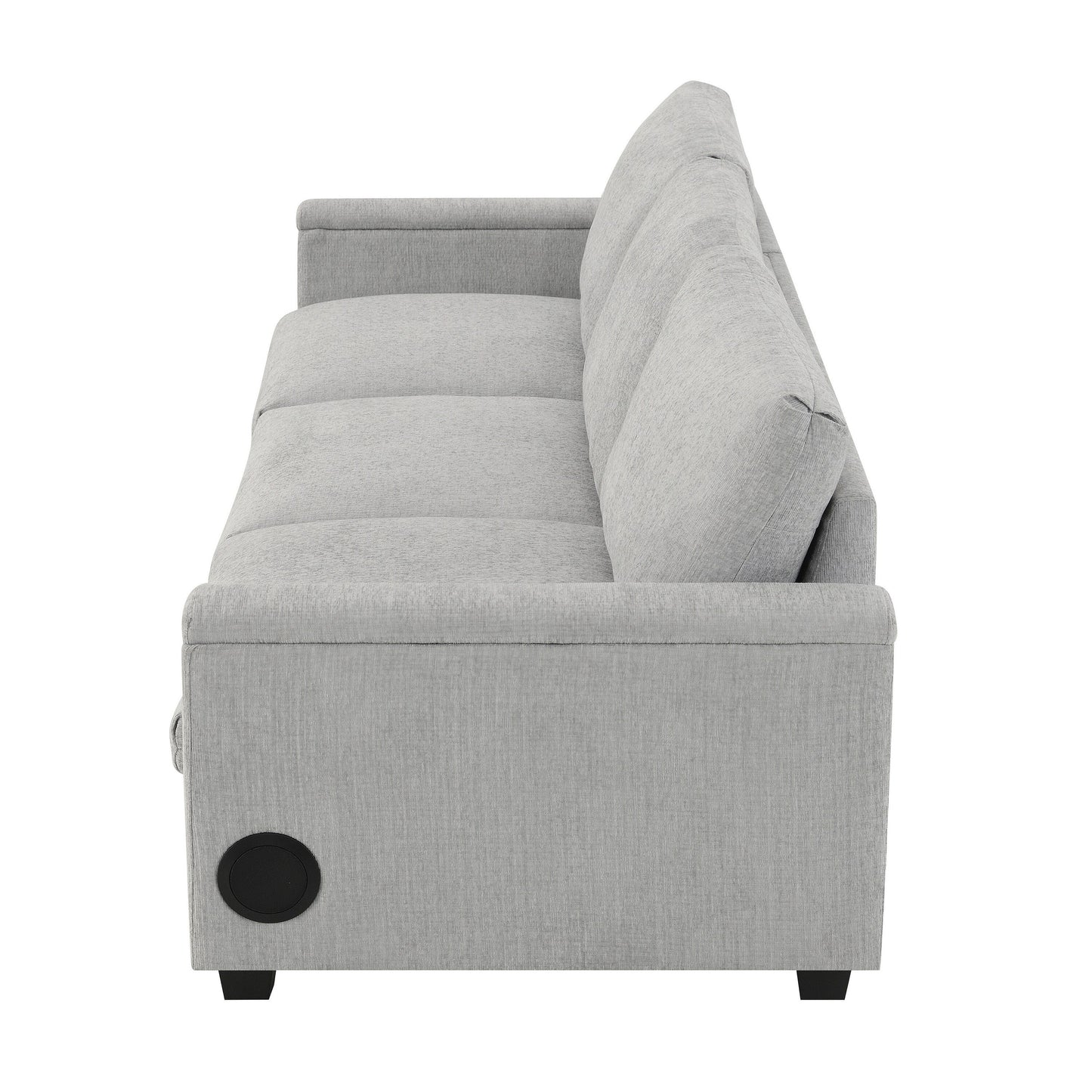 Divano componibile in ciniglia Roomfitters da 96'' x 35'' con altoparlante Bluetooth, comodo set divano a nuvola con tavolo a scomparsa, caricabatterie USB