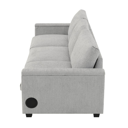 Divano componibile in ciniglia Roomfitters da 96'' x 35'' con altoparlante Bluetooth, comodo set divano a nuvola con tavolo a scomparsa, caricabatterie USB