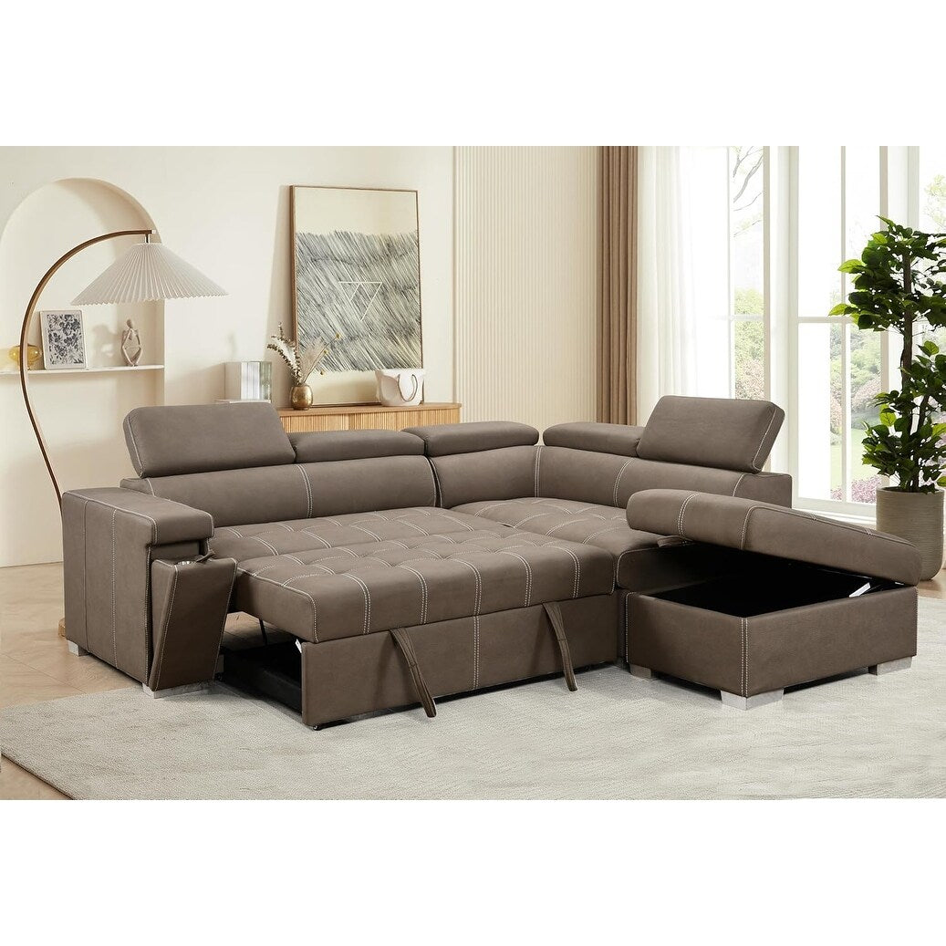 Roomfitters 99.5 Divano letto moderno 2 in 1 con letto estraibile e chaise longue, poggiatesta regolabile