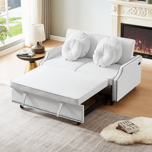 Divano letto regolabile Roomfitters con schienale imbottito con bottoni, porte USB e cuscini lombari floreali, perfetto per il soggiorno