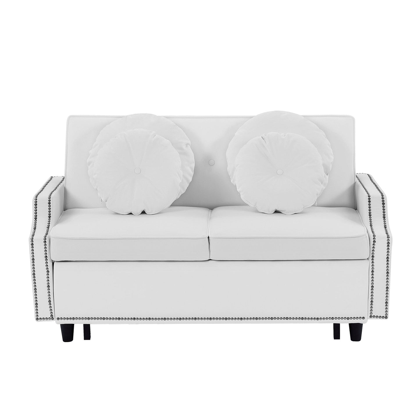 Divano letto regolabile Roomfitters con schienale imbottito con bottoni, porte USB e cuscini lombari floreali, perfetto per il soggiorno