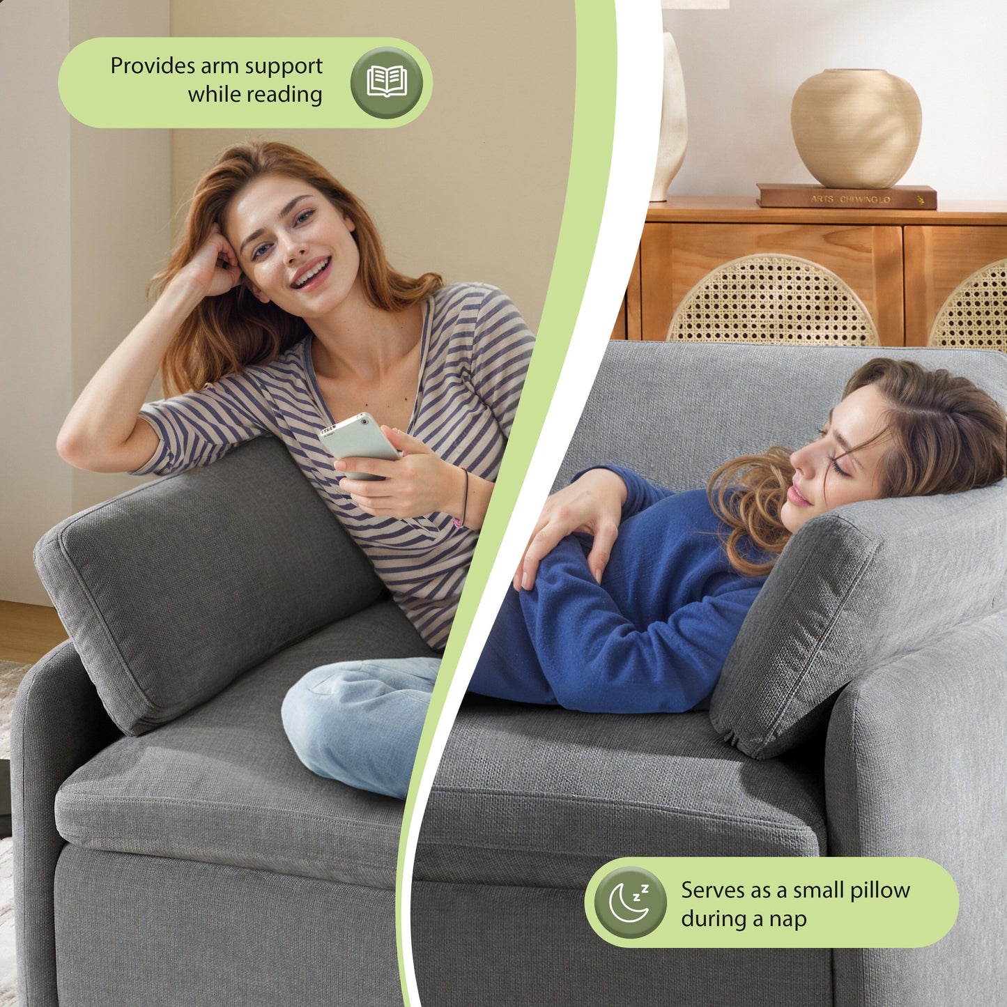 Poltrona in ciniglia di grandi dimensioni con cuscini Roomfitters, comoda poltrona imbottita per soggiorno