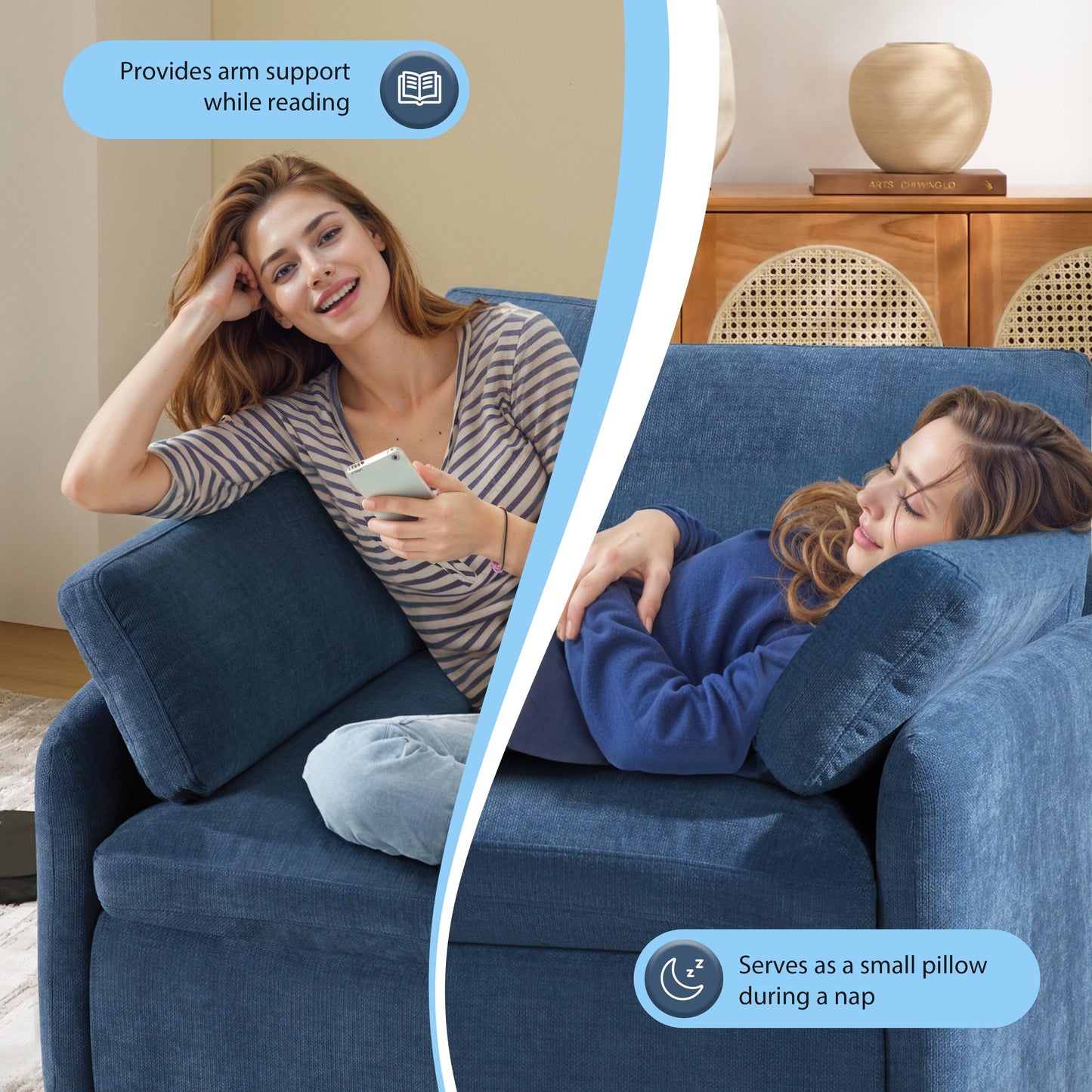 Poltrona in ciniglia di grandi dimensioni con cuscini Roomfitters, comoda poltrona imbottita per soggiorno