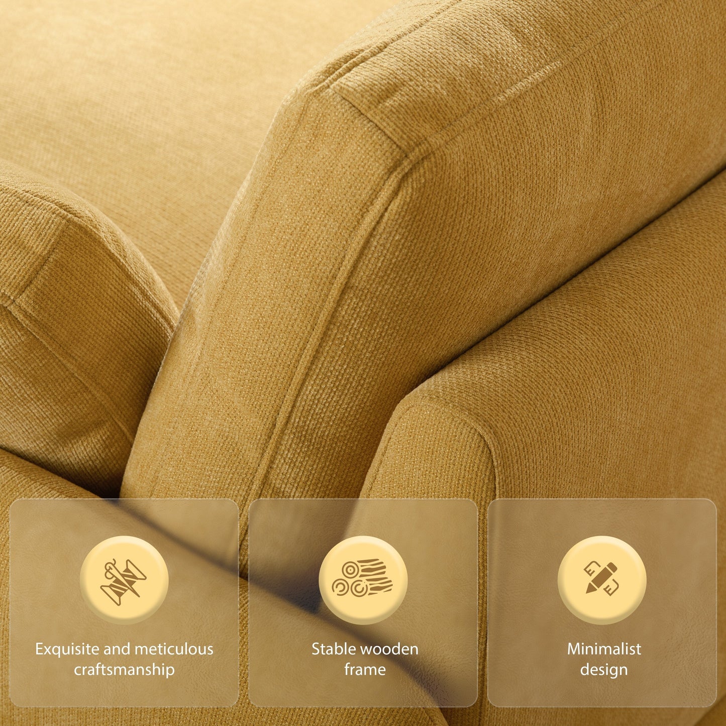 Poltrona in ciniglia di grandi dimensioni con cuscini Roomfitters, comoda poltrona imbottita per soggiorno