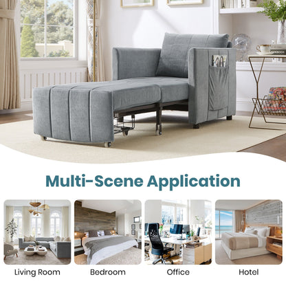 Divano letto trasformabile Roomfitters con letto estraibile, schienale regolabile in 5 posizioni, tasche laterali e cestino portaoggetti