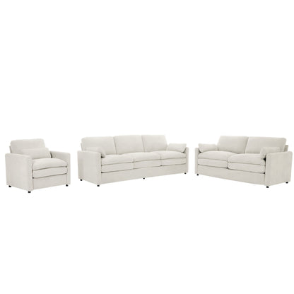 Set di divani imbottiti Cozy Oversize Cloud di Roomfitters, 3 pezzi, con doppi cuscini di peluche per il soggiorno