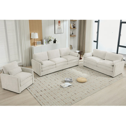 Set di divani imbottiti Cozy Oversize Cloud di Roomfitters, 3 pezzi, con doppi cuscini di peluche per il soggiorno