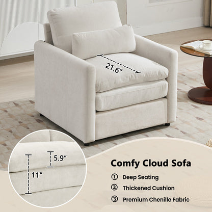 Set di divani imbottiti Cozy Oversize Cloud di Roomfitters, 3 pezzi, con doppi cuscini di peluche per il soggiorno