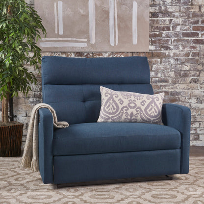 Divano reclinabile doppio Roomfitters con schienale imbottito e braccioli con cuscino, poltrona con schienale push-back in similpelle