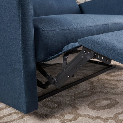 Divano reclinabile doppio Roomfitters con schienale imbottito e braccioli con cuscino, poltrona con schienale push-back in similpelle