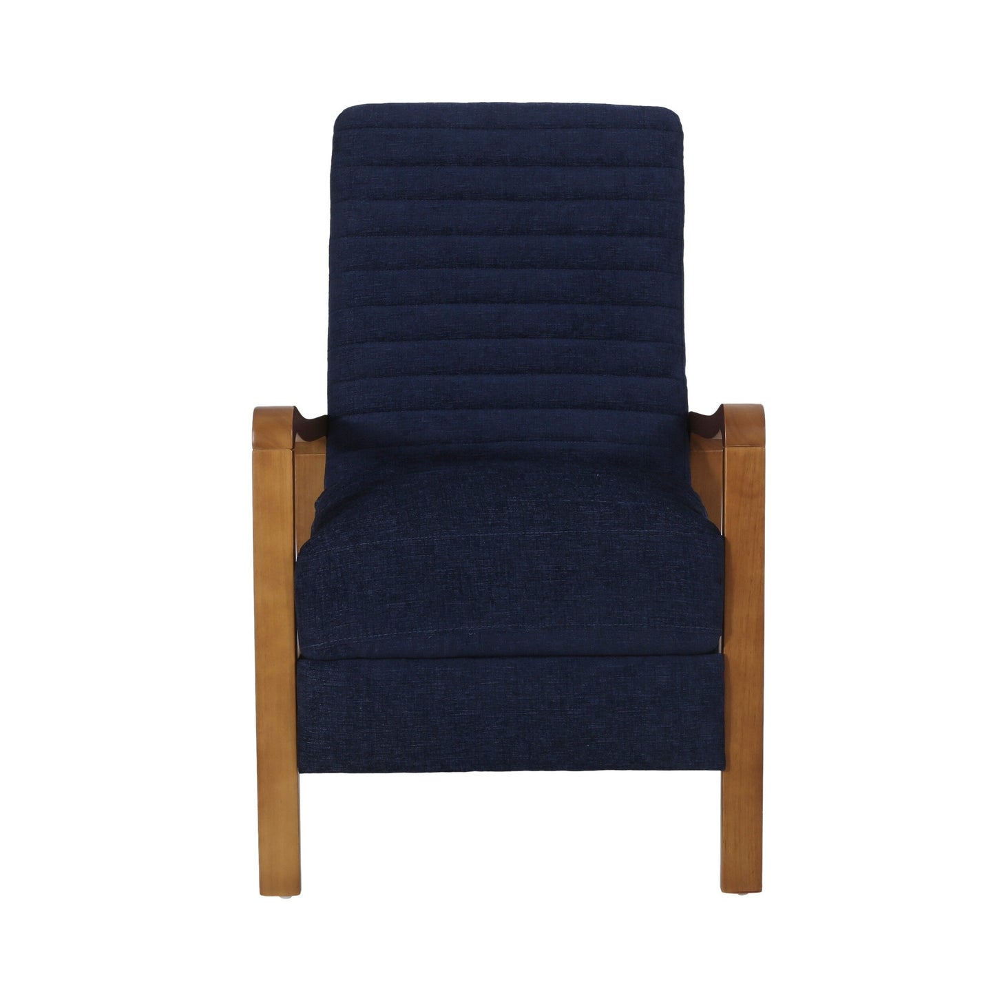Poltrona reclinabile manuale in tessuto e legno Roomfitters, comoda poltrona reclinabile per soggiorno, blu navy