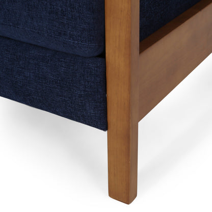 Poltrona reclinabile manuale in tessuto e legno Roomfitters, comoda poltrona reclinabile per soggiorno, blu navy