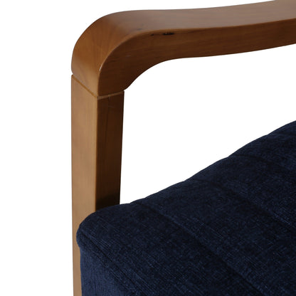 Poltrona reclinabile manuale in tessuto e legno Roomfitters, comoda poltrona reclinabile per soggiorno, blu navy