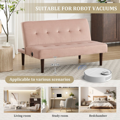 Divano letto pieghevole in flanella Roomfitters, futon reclinabile regolabile con porta di ricarica per soggiorno, camera da letto o ufficio