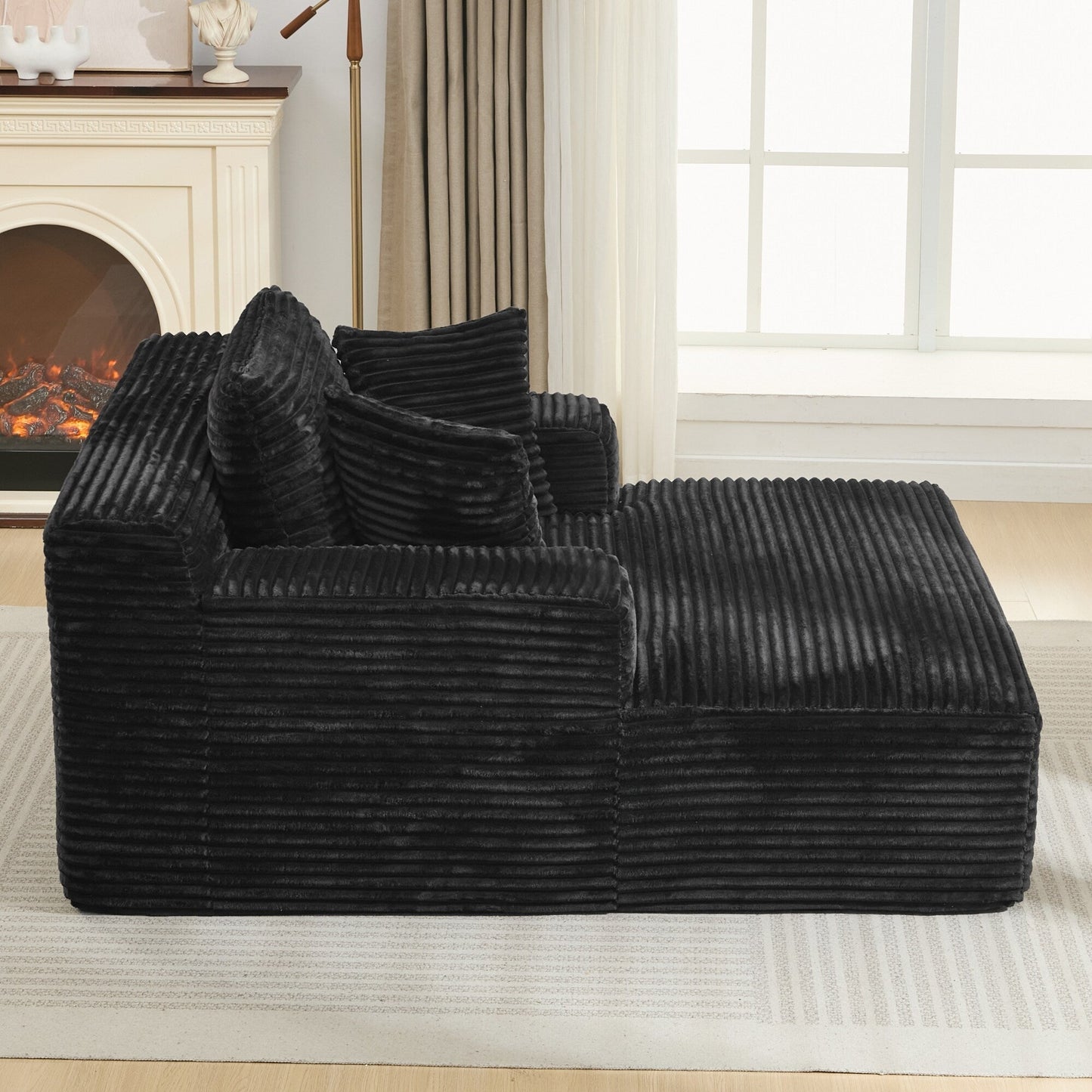 Divano letto con chaise longue completamente compresso Roomfitters con cuscini rimovibili, divano moderno imbottito